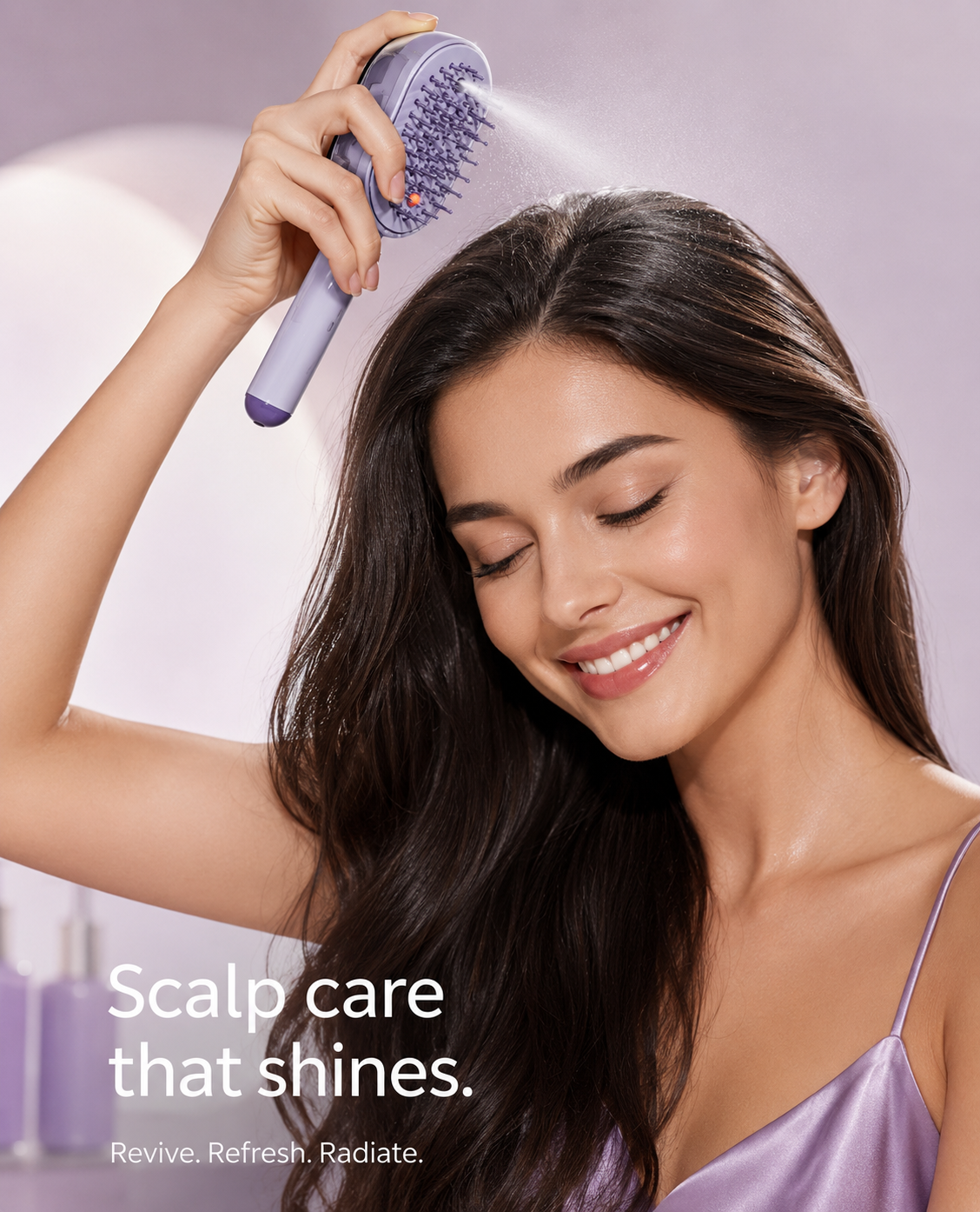 GlideMist™ 4-in-1 Electric Detangling Brush – Hydrating Mist, Scalp Massage, Anti-Frizz & Self-Cleaning