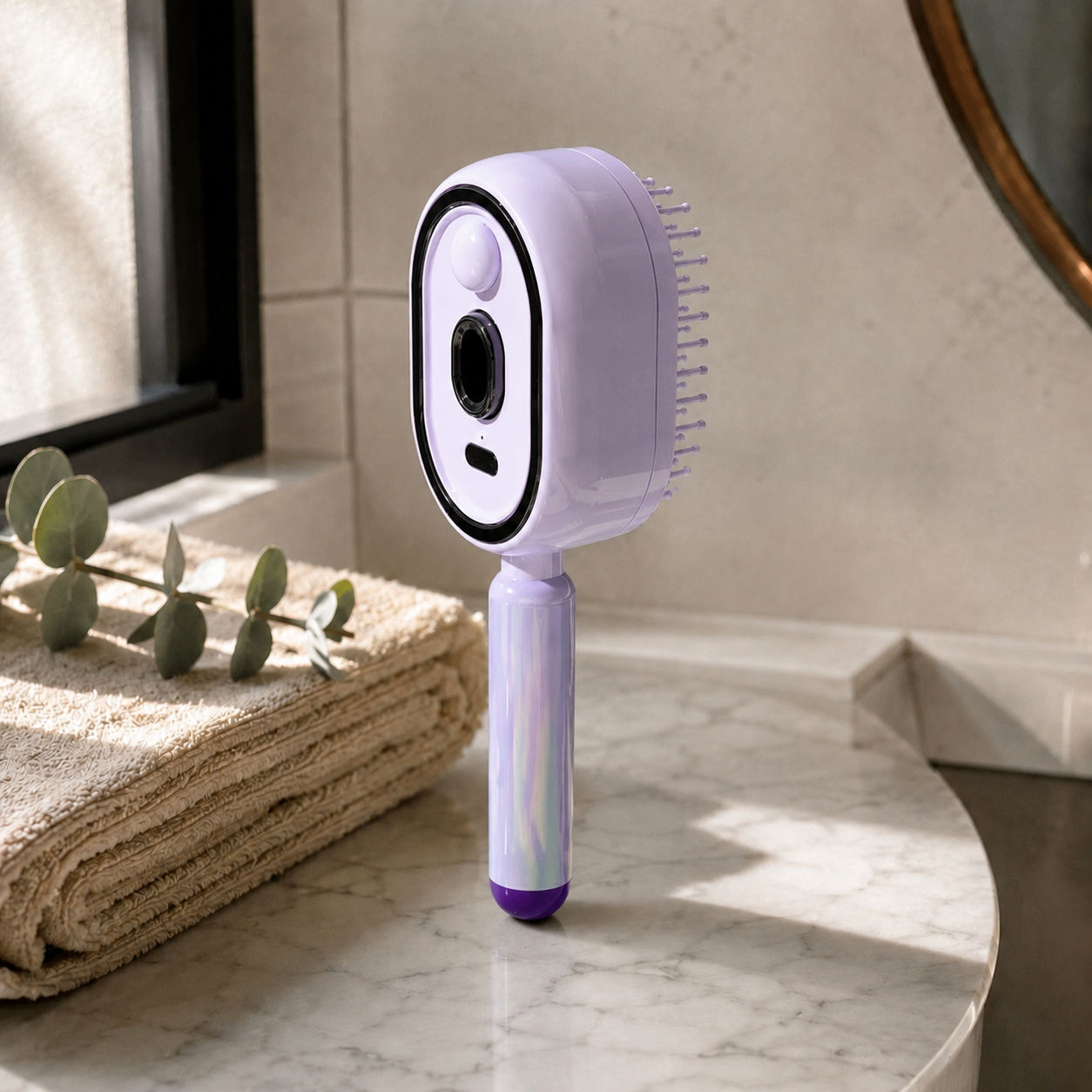 GlideMist™ 4-in-1 Electric Detangling Brush – Hydrating Mist, Scalp Massage, Anti-Frizz & Self-Cleaning