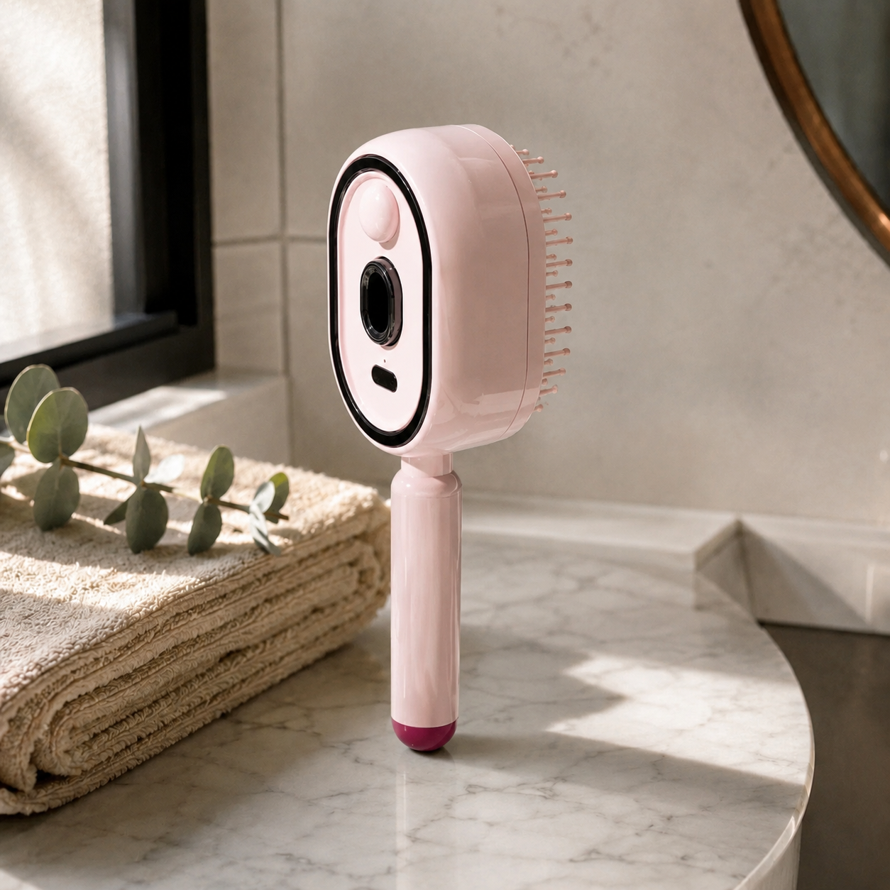 GlideMist™ 4-in-1 Electric Detangling Brush – Hydrating Mist, Scalp Massage, Anti-Frizz & Self-Cleaning